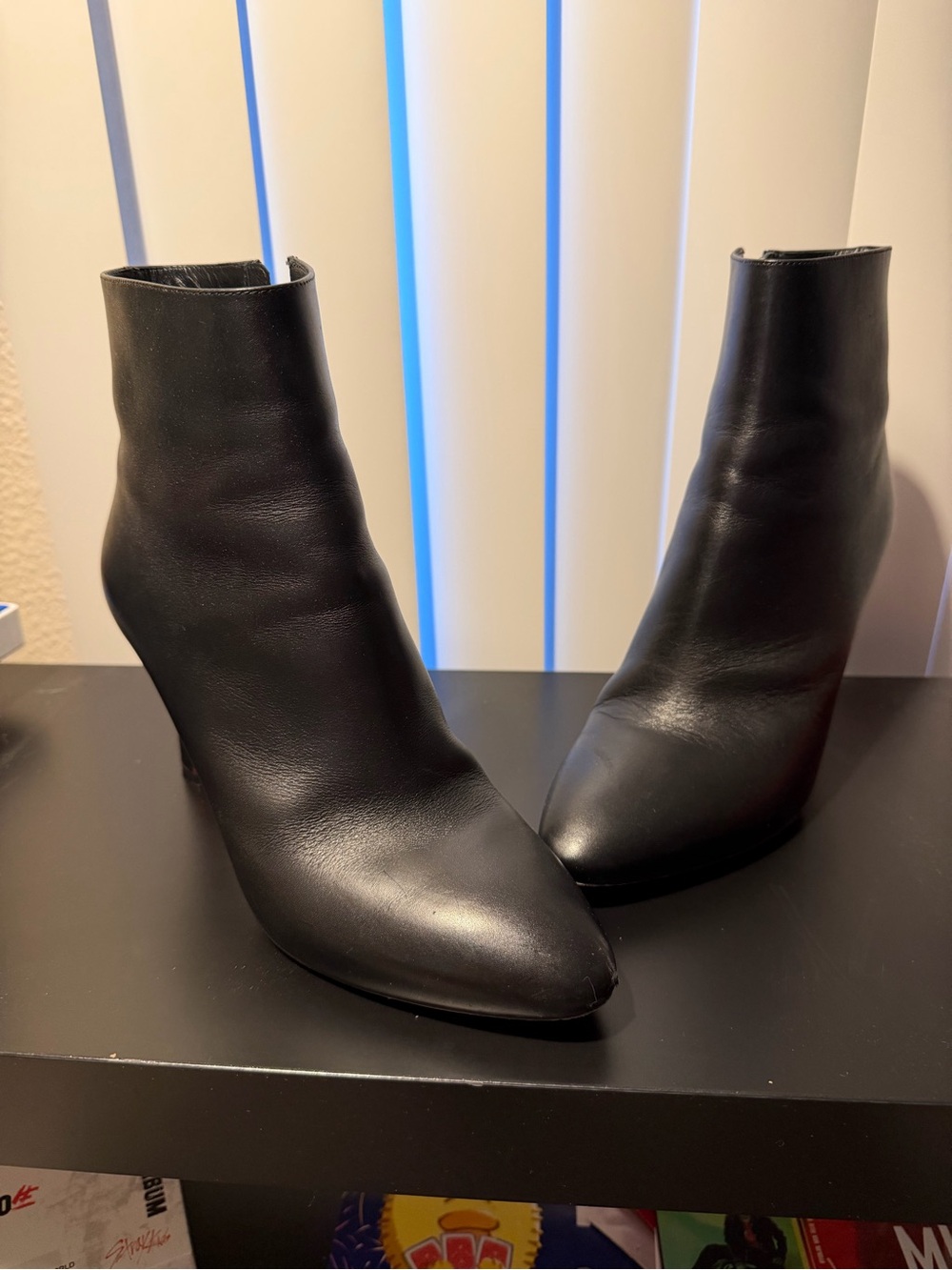 Christian Louboutin Black Pointed-Toe Leather Ankle Booties